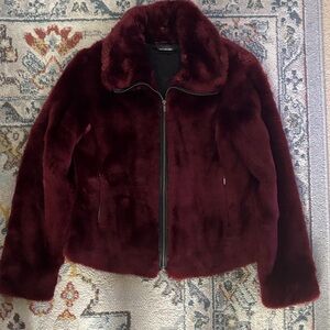 Express Burgundy Teddy Jacket
